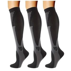 Unisex 20-30 mmHg Compression Socks XXL‎ Knee High Medical Black Gray NEW